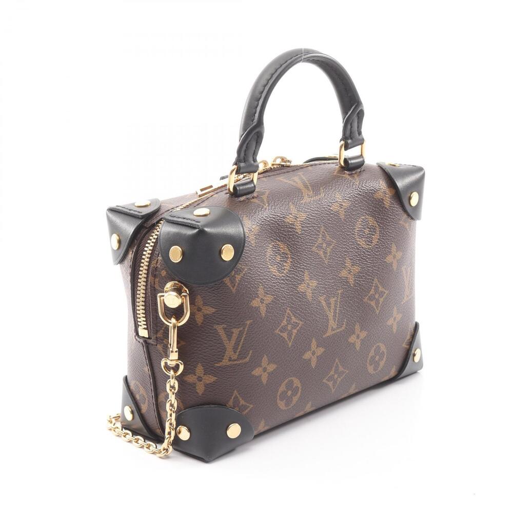 Louis Vuitton Leather Handbag Monogram Malle Canvas Brown Black Souple